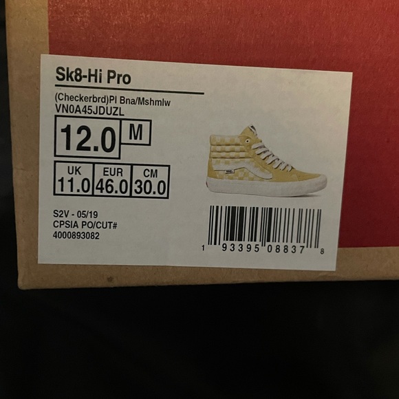 NEW Vans Sk8-Hi Pro Checkerboard Pale Banana Marsh - Picture 5 of 5